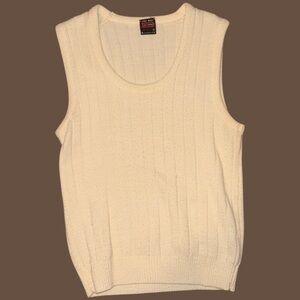 Vintage 1960-70s Cream Colored Drummond 3rd Rail Knit Sweater Vest Men’s Medium